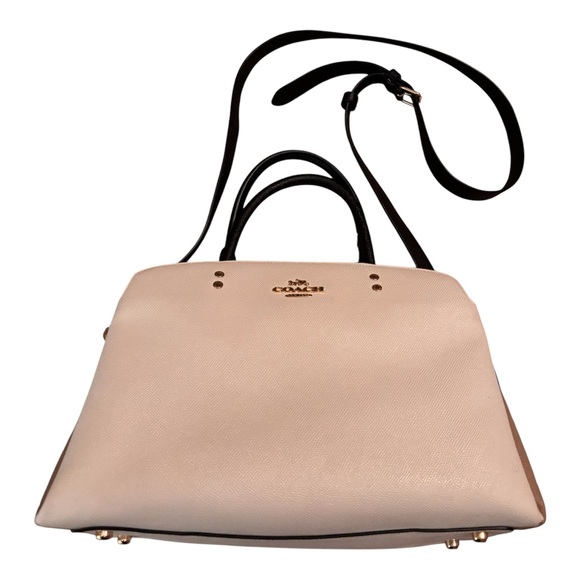 Coach Chalk Tan and Black Lillie Carryall Leather Colorblock EUC